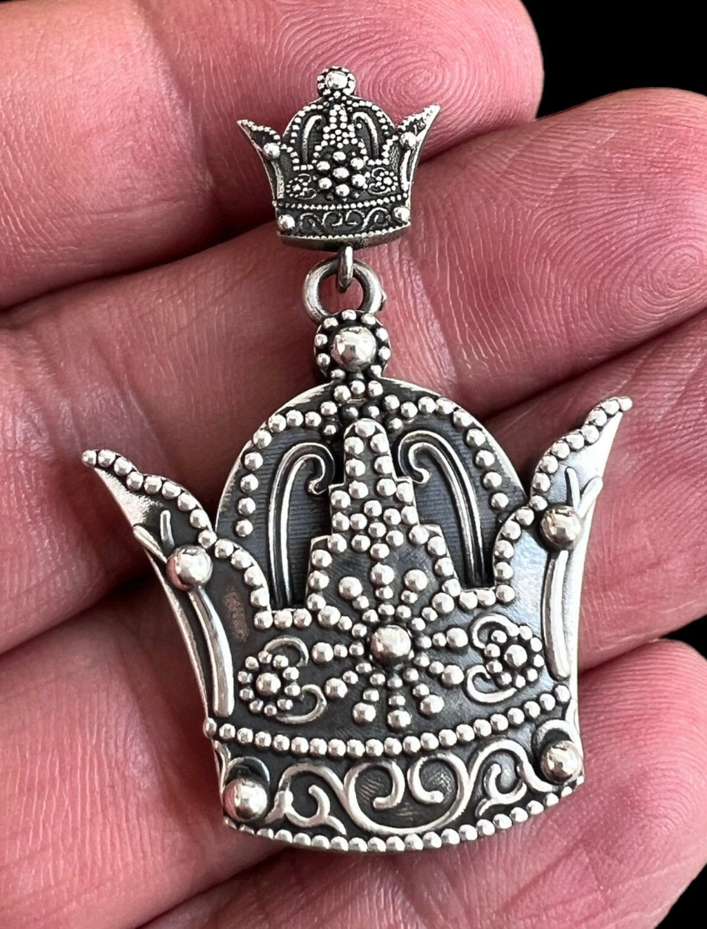 925 Silver Persian Imperial Crown Pendant - Farah Diba Mohammad Reza Pahlavi,Made in Turkey