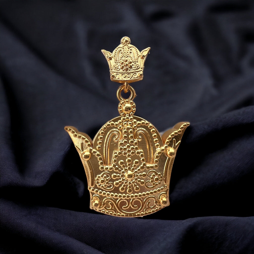 22k Gold PlatedPahlavi  Persian Crown Pendant Necklace: 925 Silver Farah Diba Coat of Arms