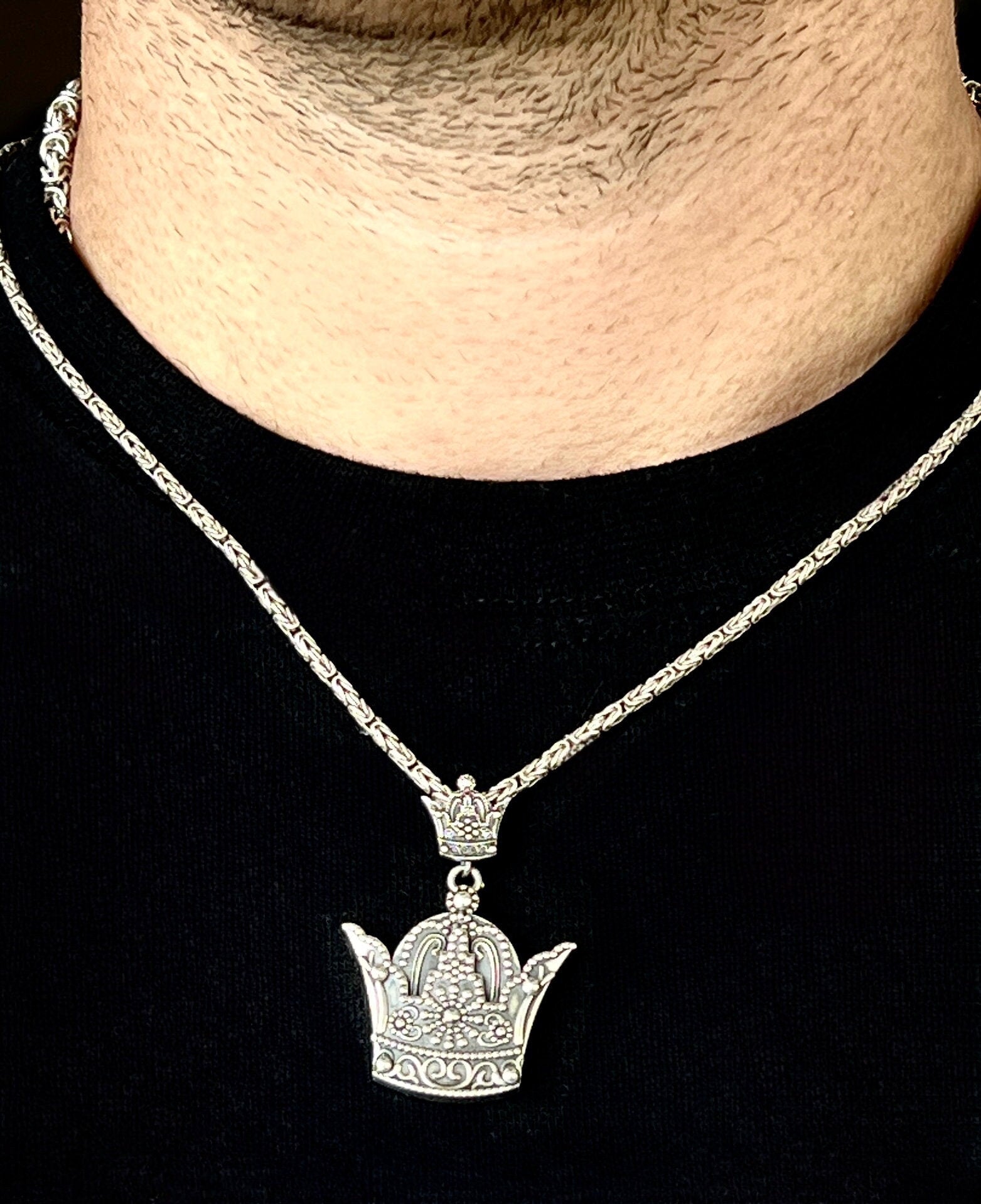 925 Silver Persian Imperial Crown Pendant - Farah Diba Mohammad Reza Pahlavi,Made in Turkey