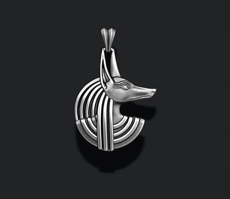Egyptian Anubis Head Pendant – 925 Sterling Silver Necklace, Ancient Egypt Jewelry, Mythology-Inspired Unisex Pendant
