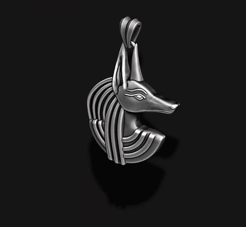 Egyptian Anubis Head Pendant – 925 Sterling Silver Necklace, Ancient Egypt Jewelry, Mythology-Inspired Unisex Pendant