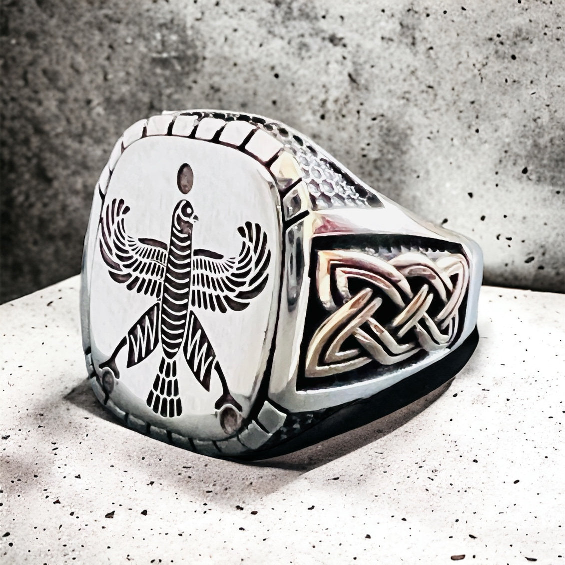 Shahbaz Falcon 925 Sterling Silver Ring - Persian Achaemenid Design