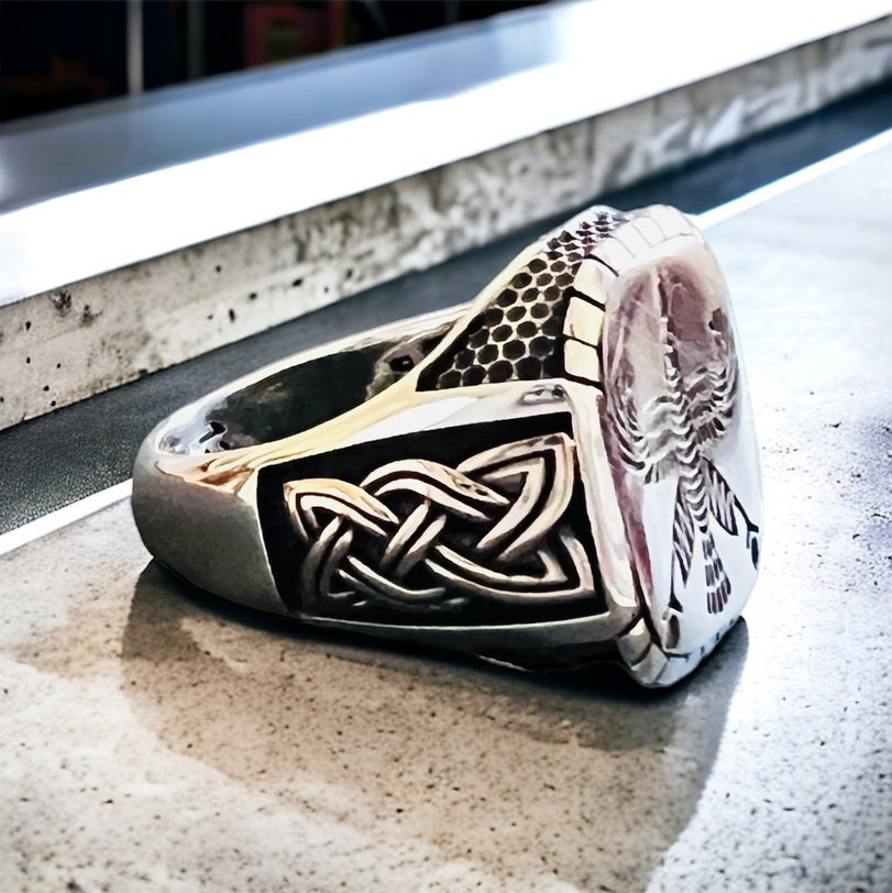 Shahbaz Falcon 925 Sterling Silver Ring - Persian Achaemenid Design