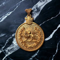 22k Gold Plaited Lion & Sun Pendant: 925 Silver Farvahar Necklace