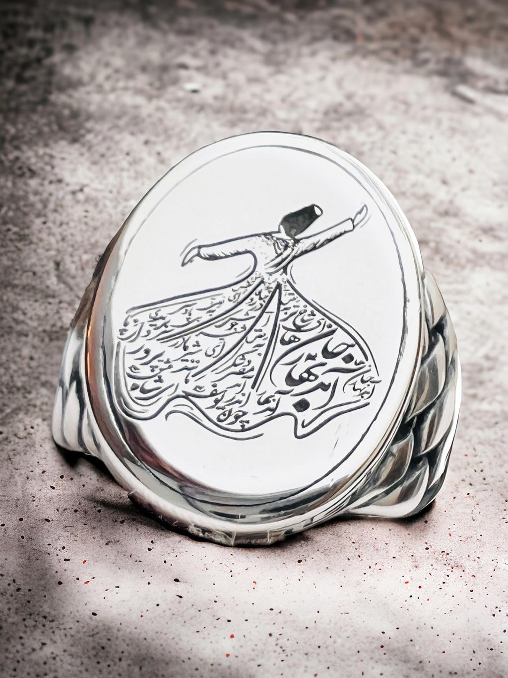 Dervish Dance 925 Silver Ring: Islamic Sufi Calligraphy
