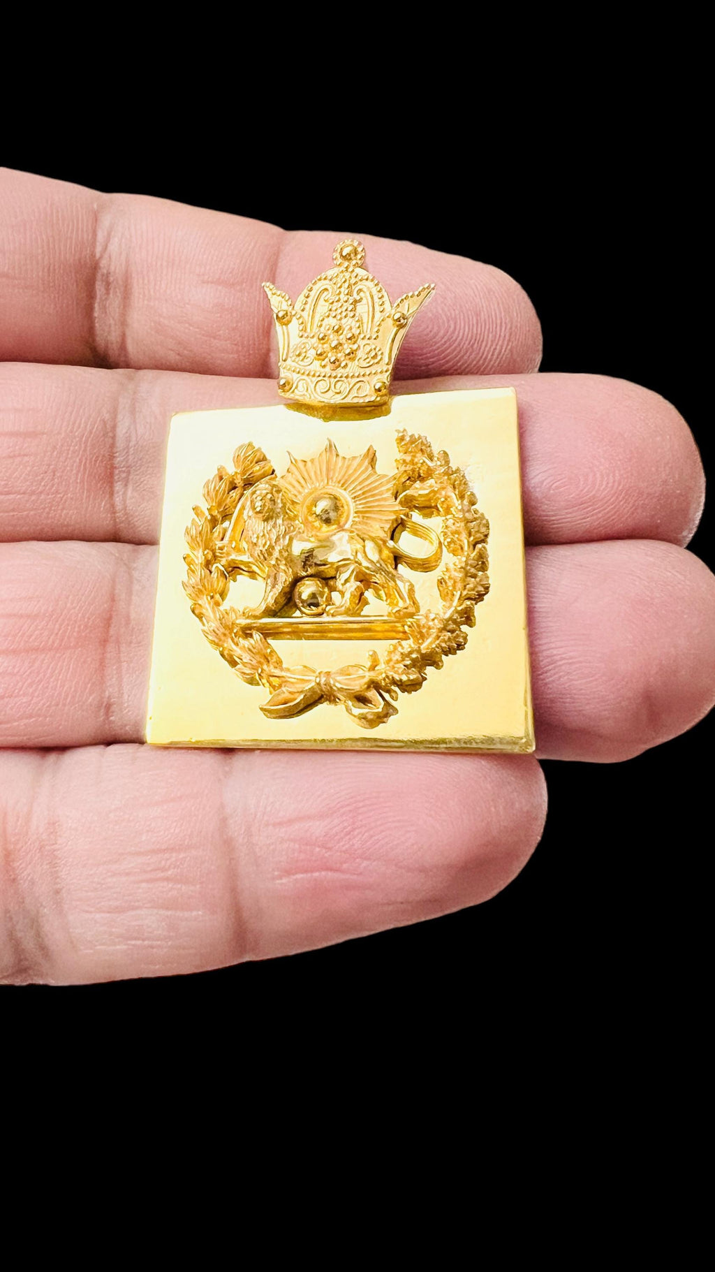 Persian Farvahar Pendant – 22K Gold Plaited 925 Silver Lion & Sun Necklace, Mythology Jewelry