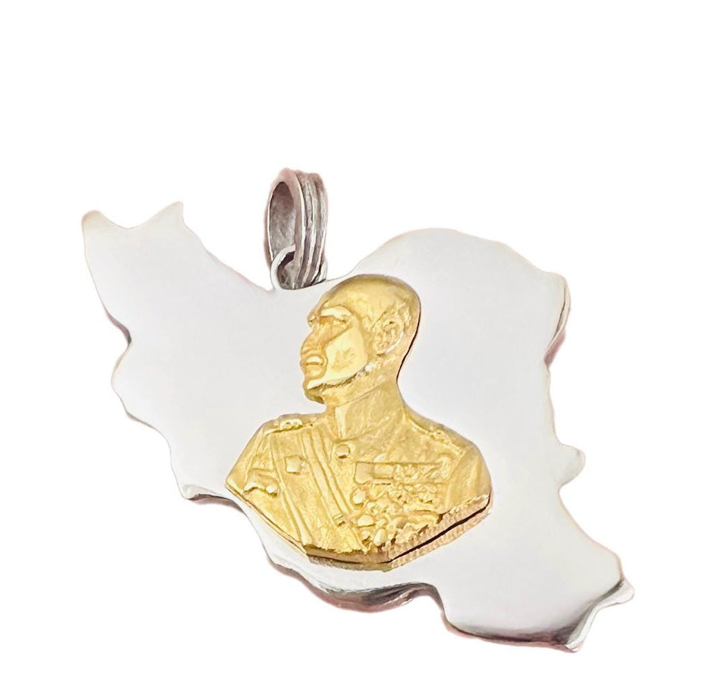 22k Gold Plated Lion & Sun Pendant: 925 Sterling Silver Reza Shah Necklace