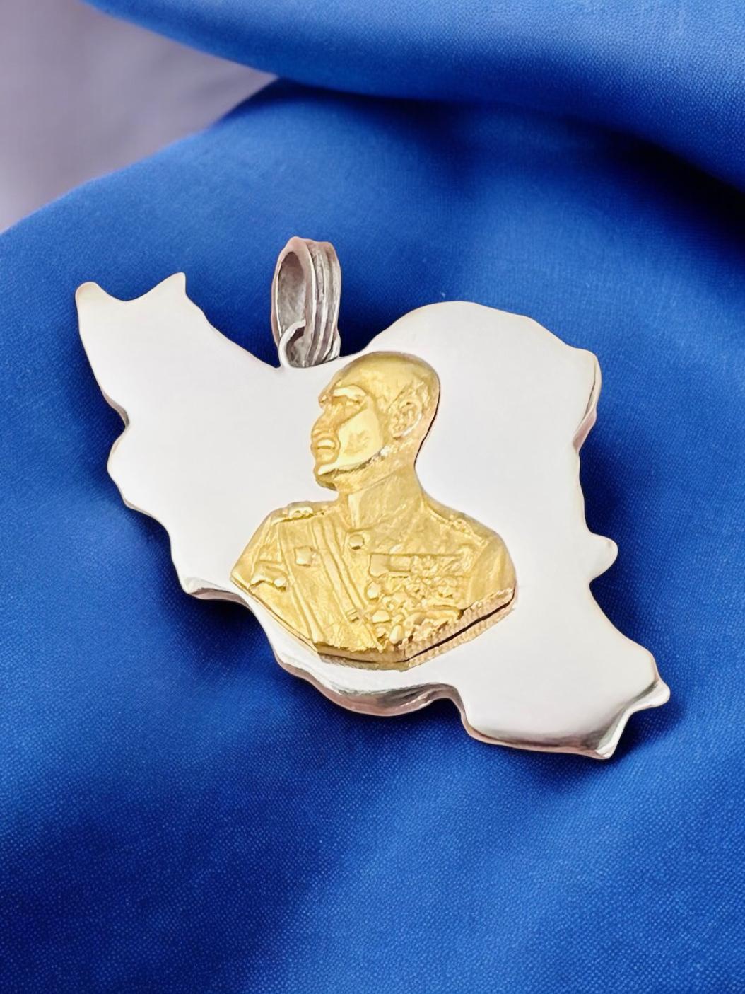 22k Gold Plated Lion & Sun Pendant: 925 Sterling Silver Reza Shah Necklace