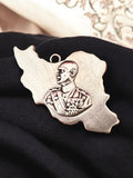 Reza Shah Pahlavi 925 Sterling Silver Persia Map Pendant Necklace