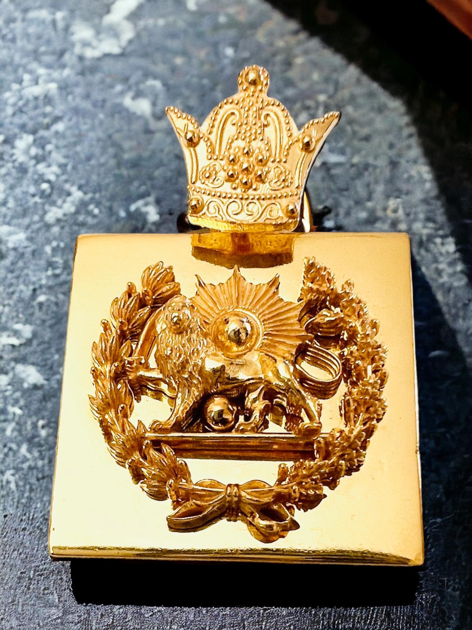 Persian Farvahar Pendant – 22K Gold Plaited 925 Silver Lion & Sun Necklace, Mythology Jewelry