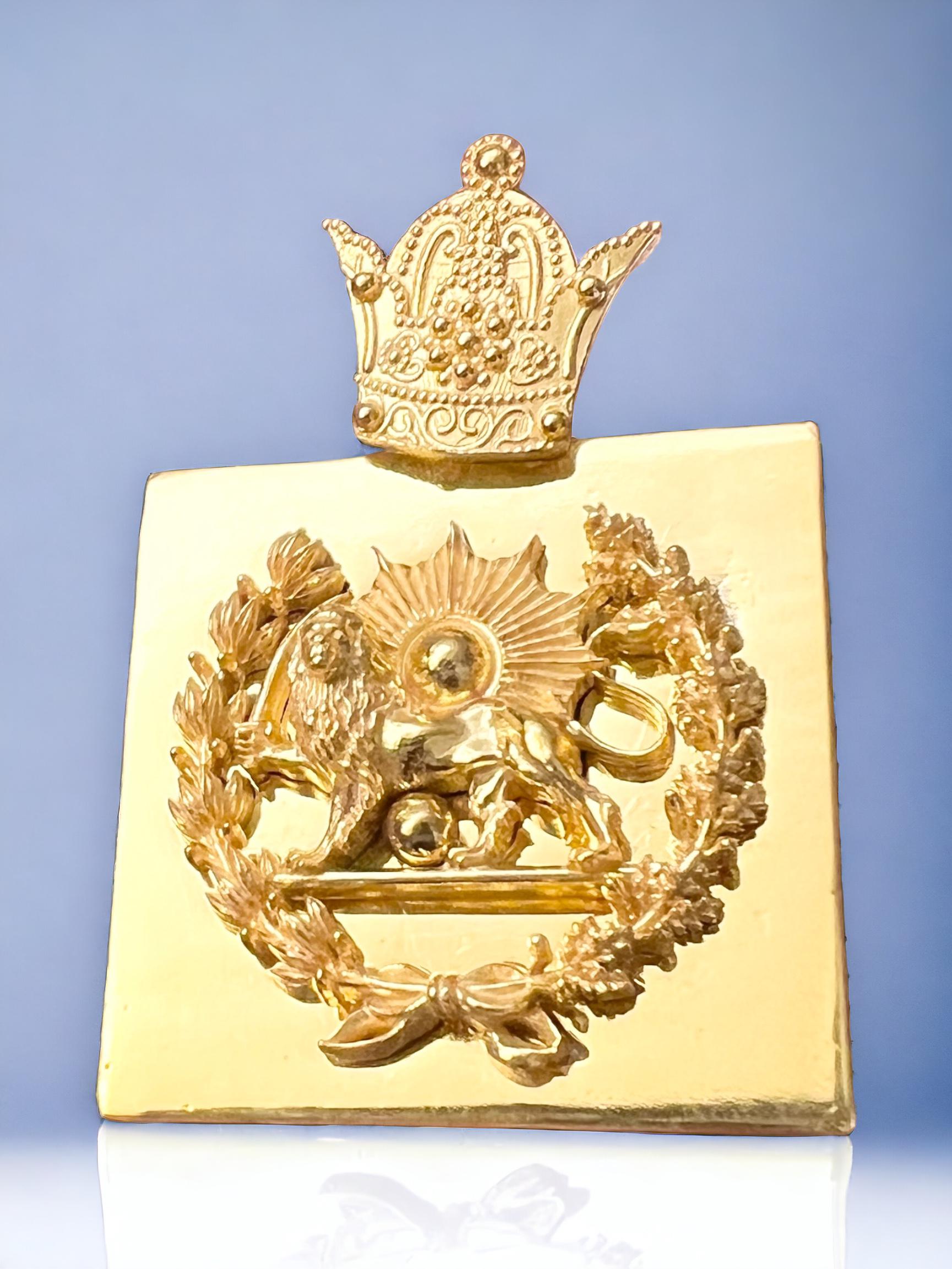 Persian Farvahar Pendant – 22K Gold Plaited 925 Silver Lion & Sun Necklace, Mythology Jewelry
