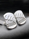 Persian Calligraphy Silver Cufflinks: Rumi Farsi Engraved 925 Silver