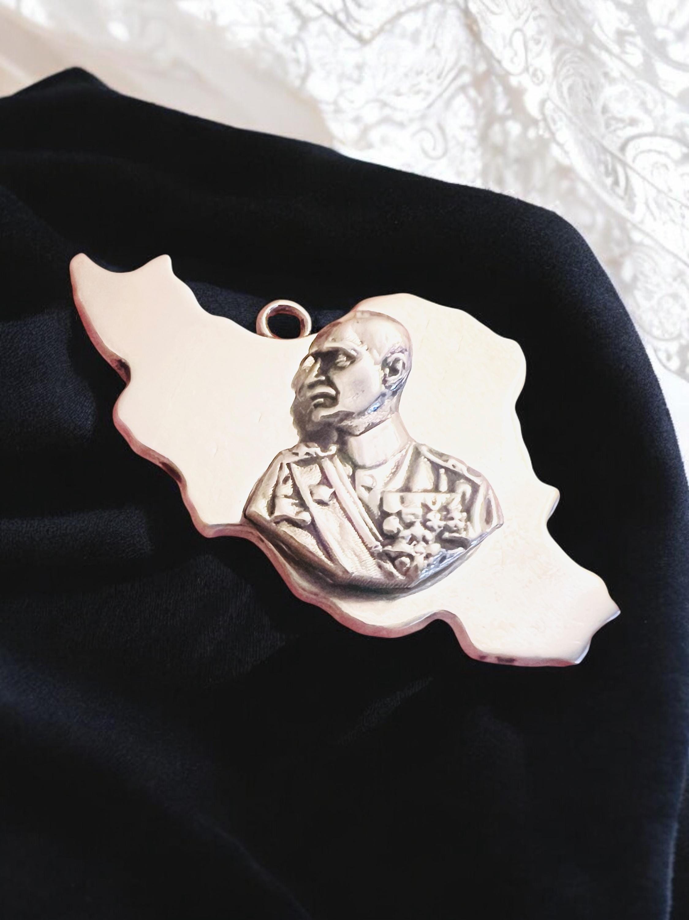 Reza Shah Pahlavi 925 Sterling Silver Persia Map Pendant Necklace