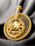 Gold Plated Lion & Sun Pendant 925 Silver Pahlavi Persia Persian,Farsi,Made in Turkey