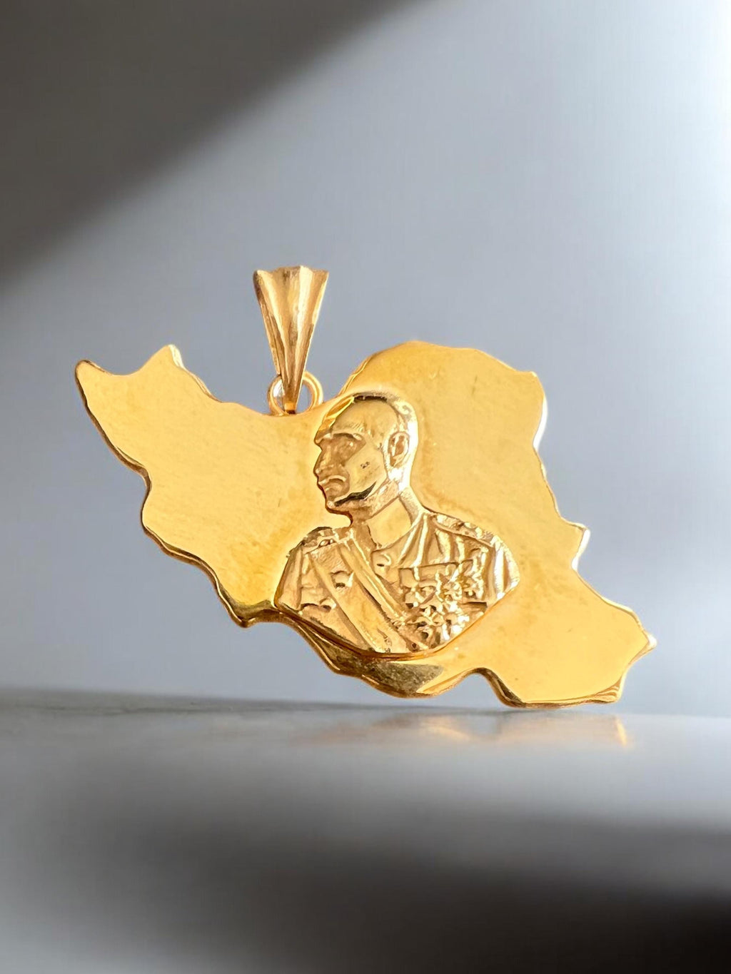 22k Gold Plaited Reza Shah Pendant: Imperial Lion & Sun, 925 Silver Necklace