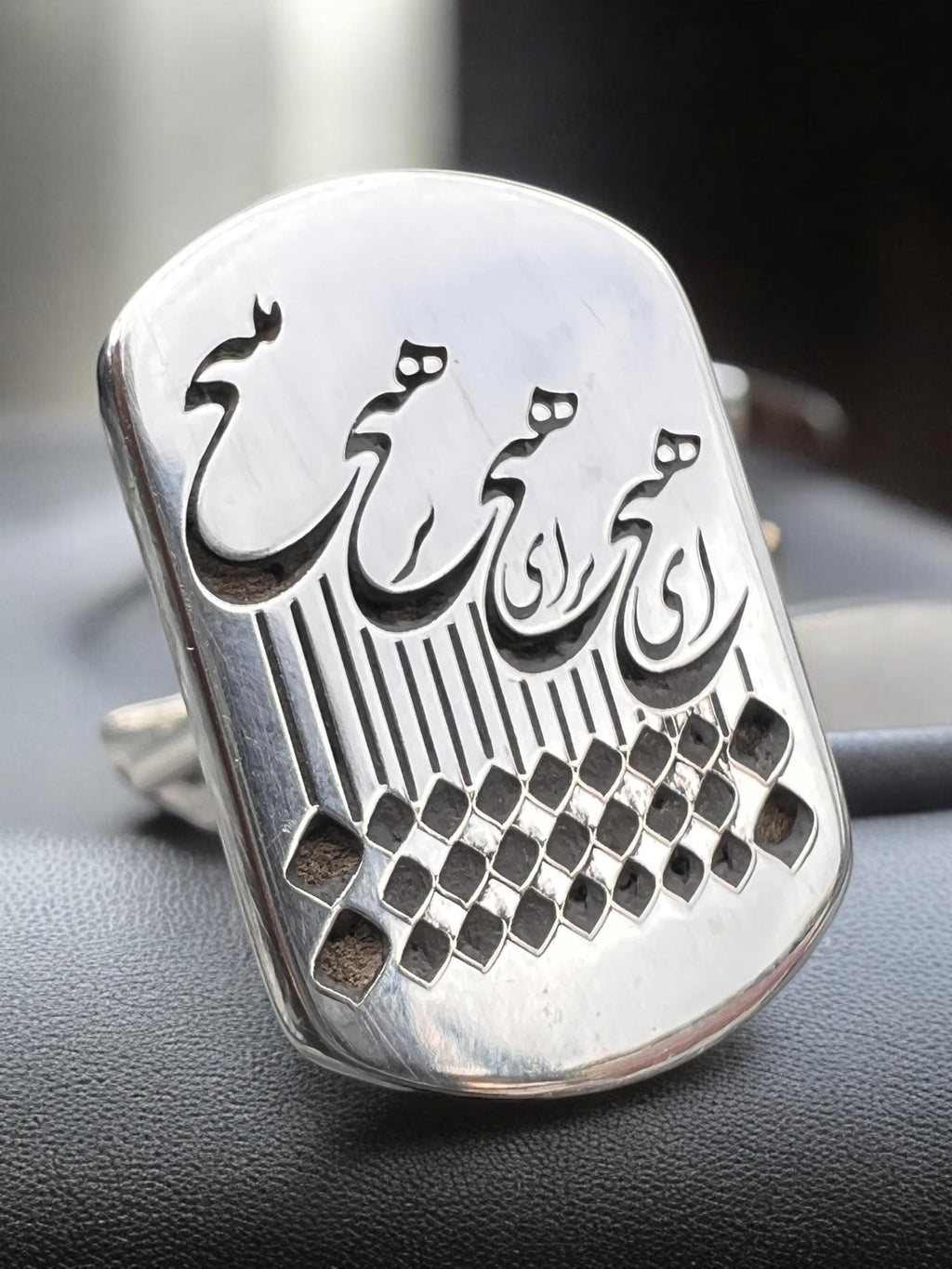 Persian Calligraphy Silver Cufflinks: Rumi Farsi Engraved 925 Silver