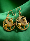 Persian Imperial Griffin Earrings • 22K Gold Plated • Handcrafted 925 Silver Mythical Jewelry,Persia, made in Turkey