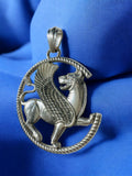 925 Silver Griffin Pendant: Persian Farvahar, Pahlavi Shah