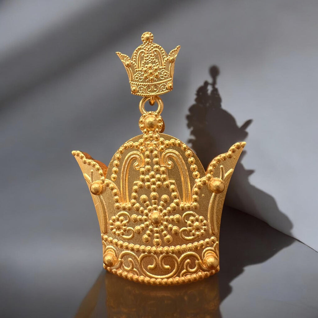 Royal Persian Crown Necklace – 925 Sterling Silver Gold Plated Pendant, Farah,Made in Turkey