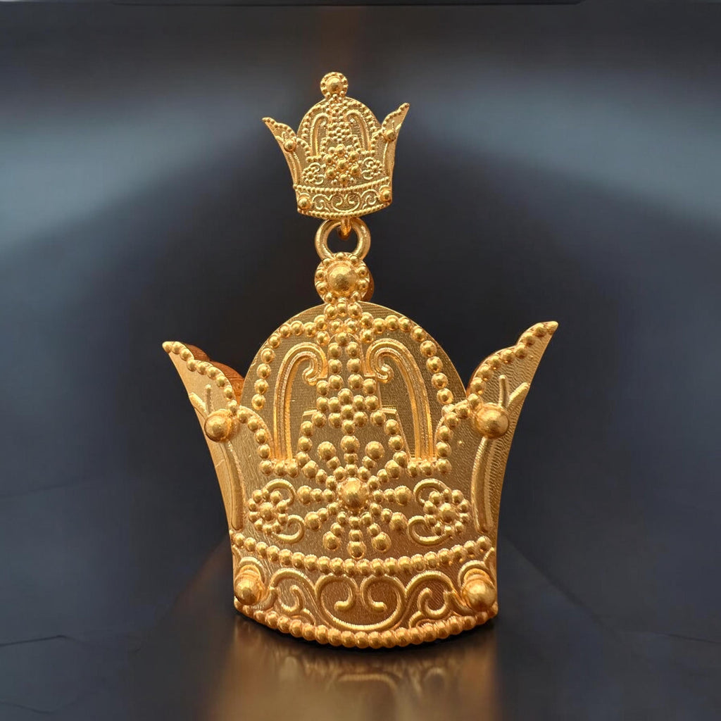 Royal Persian Crown Necklace – 925 Sterling Silver Gold Plated Pendant, Farah,Made in Turkey