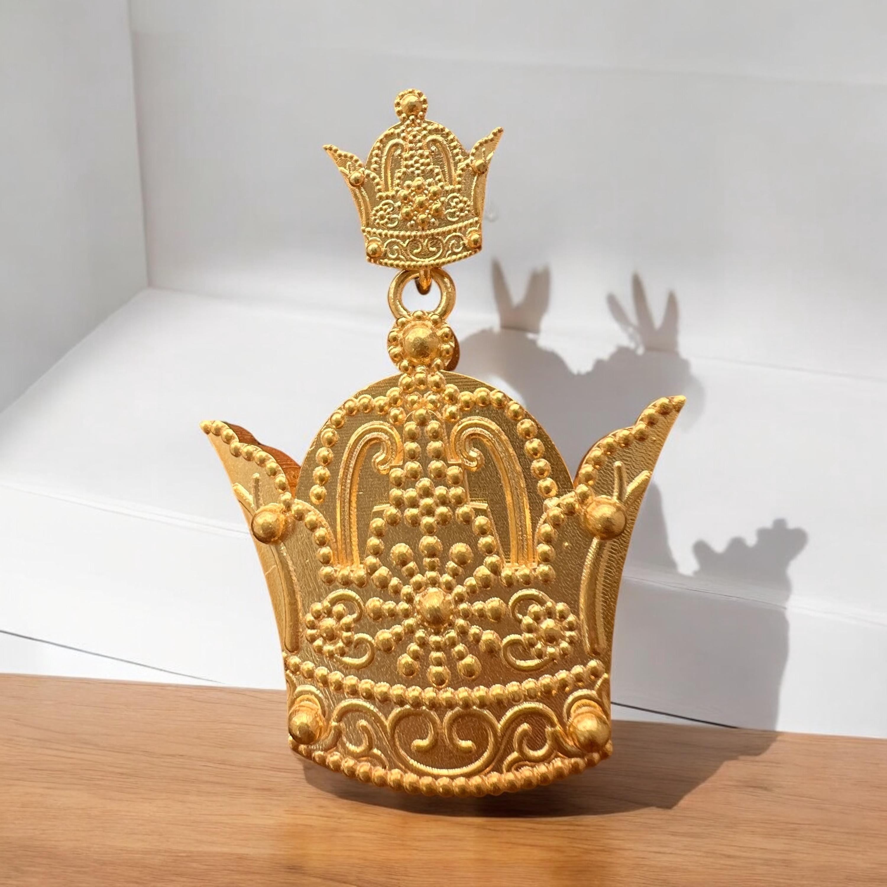 Royal Persian Crown Necklace – 925 Sterling Silver Gold Plated Pendant, Farah,Made in Turkey