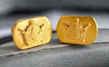 Gold Plated Sterling Silver Imperial Crown Cufflinks: Zoroastrian Jewelry