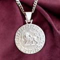 Imperial Lion & Sun 925 Sterling Silver Pendant Necklace - Persian Mythology Gift Made in Turkey