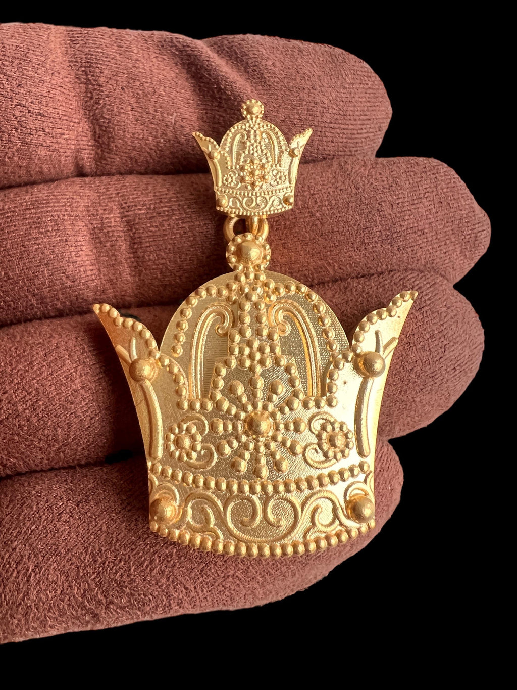 Royal Persian Crown Necklace – 925 Sterling Silver Gold Plated Pendant, Farah,Made in Turkey
