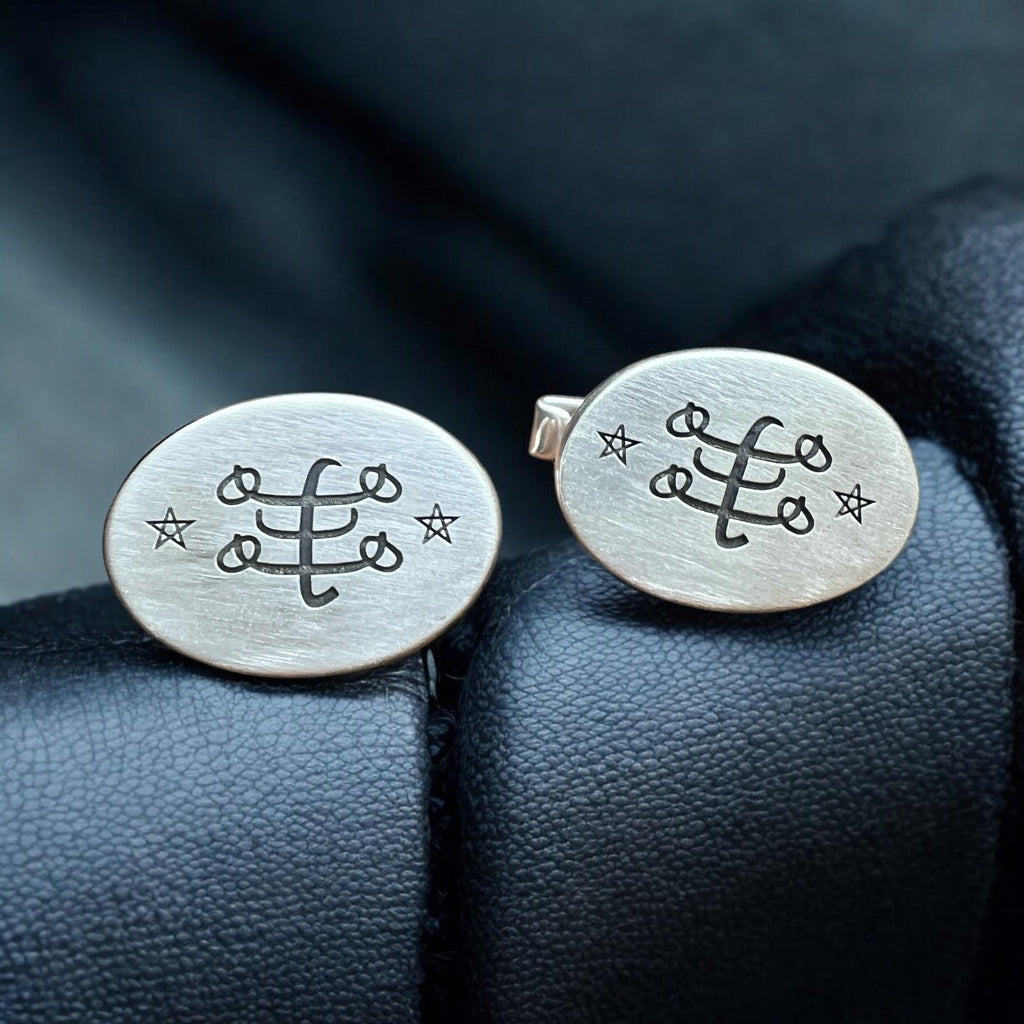 Sterling Silver Baha'i Ringstone Symbol Ring & Cufflinks Set
