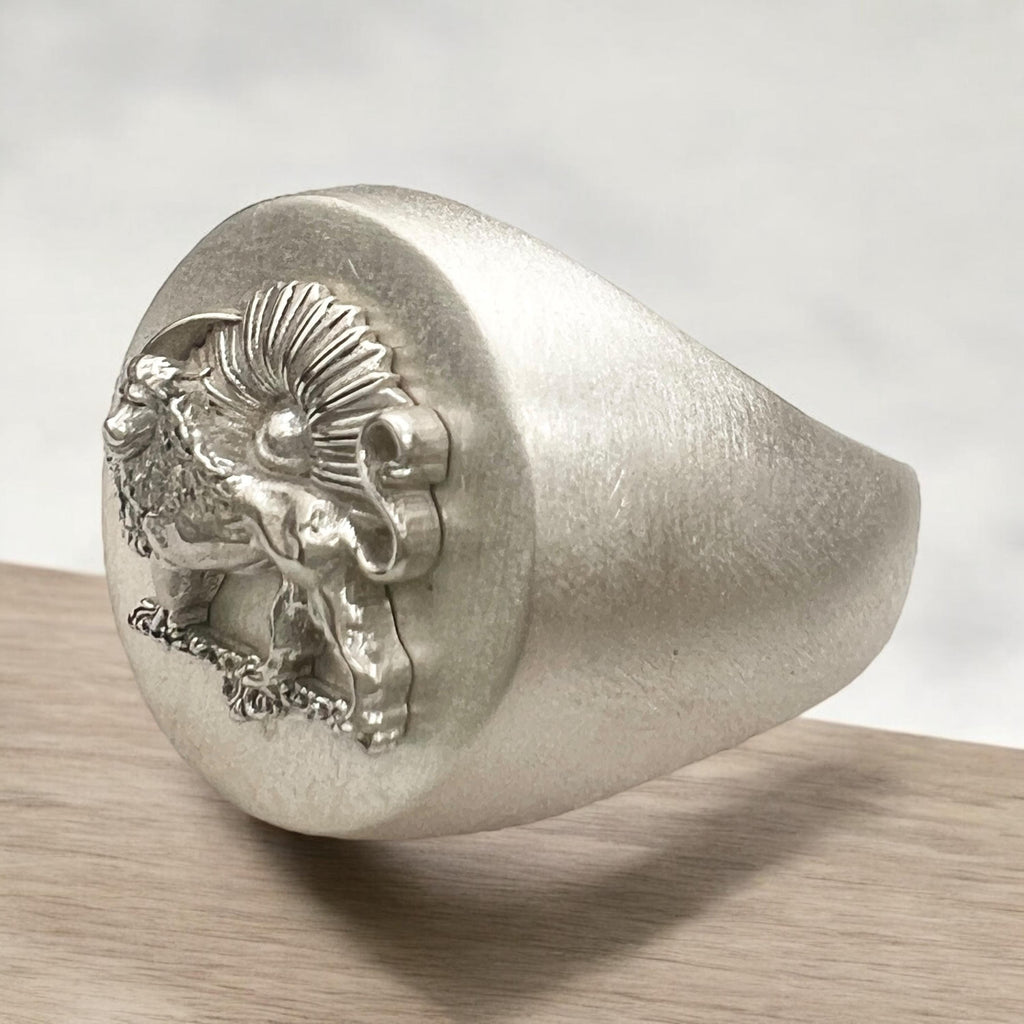 Pahlavi Lion & Sun 925 Silver Ring - Persian Coat of Arms