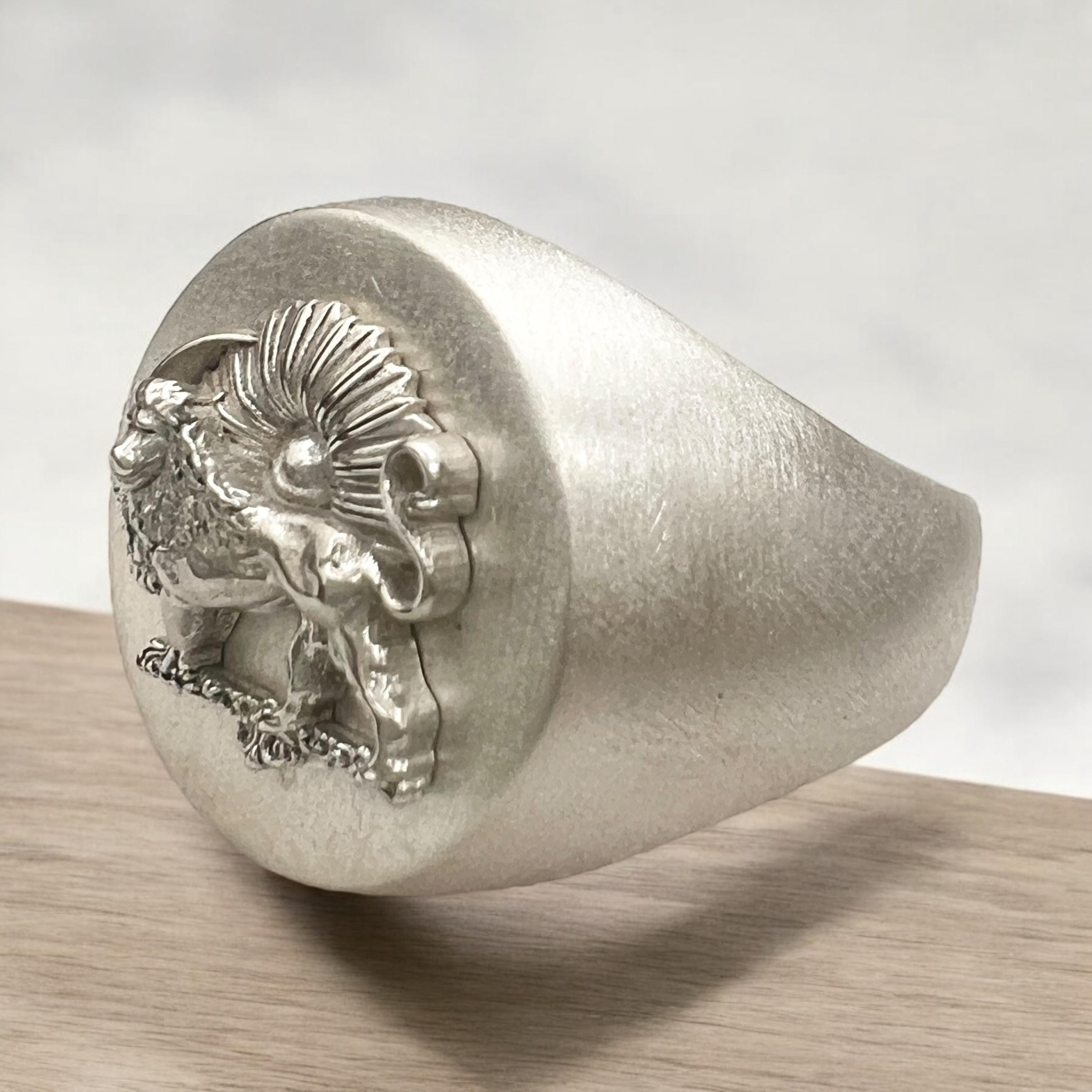 Pahlavi Lion & Sun 925 Silver Ring - Persian Coat of Arms