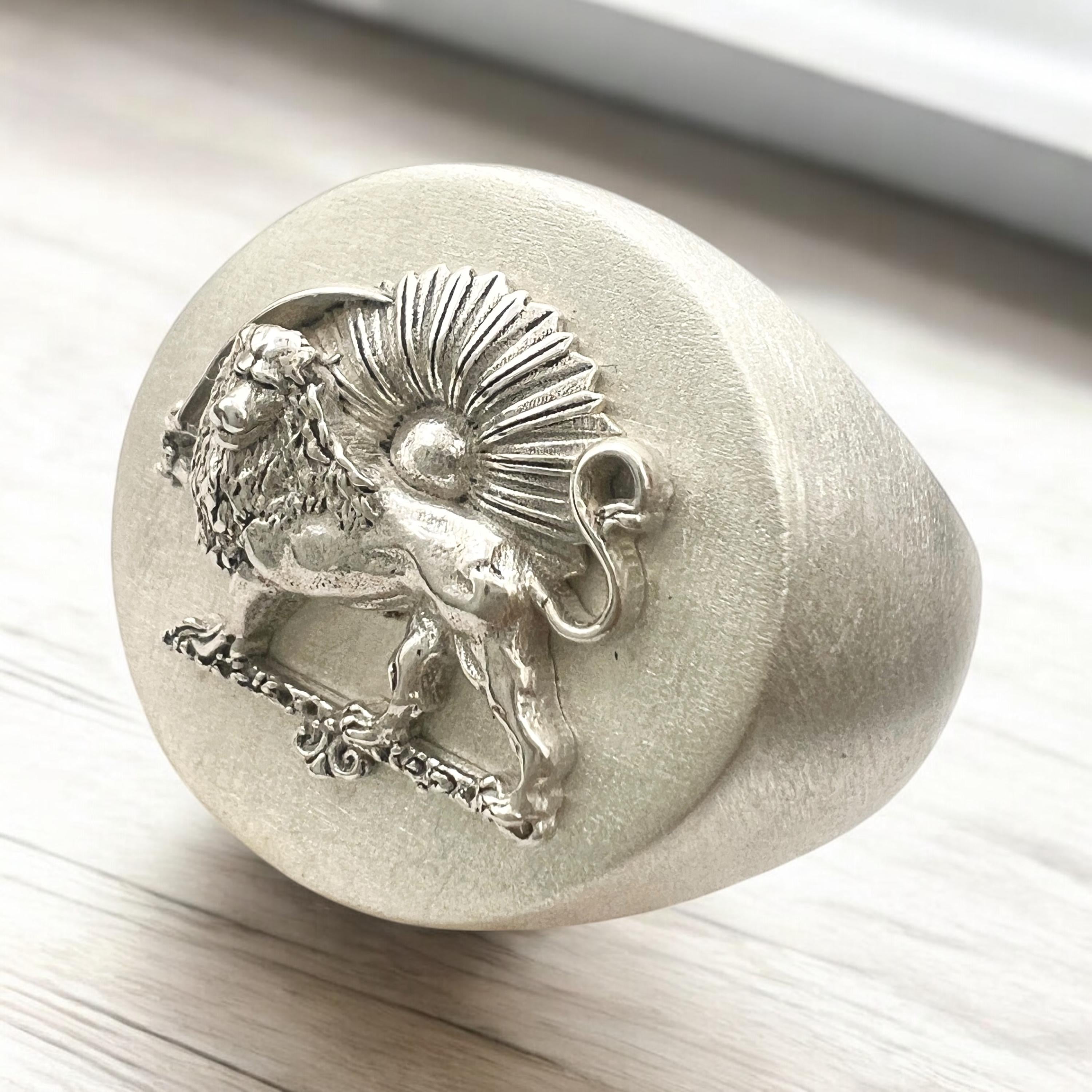 Pahlavi Lion & Sun 925 Silver Ring - Persian Coat of Arms