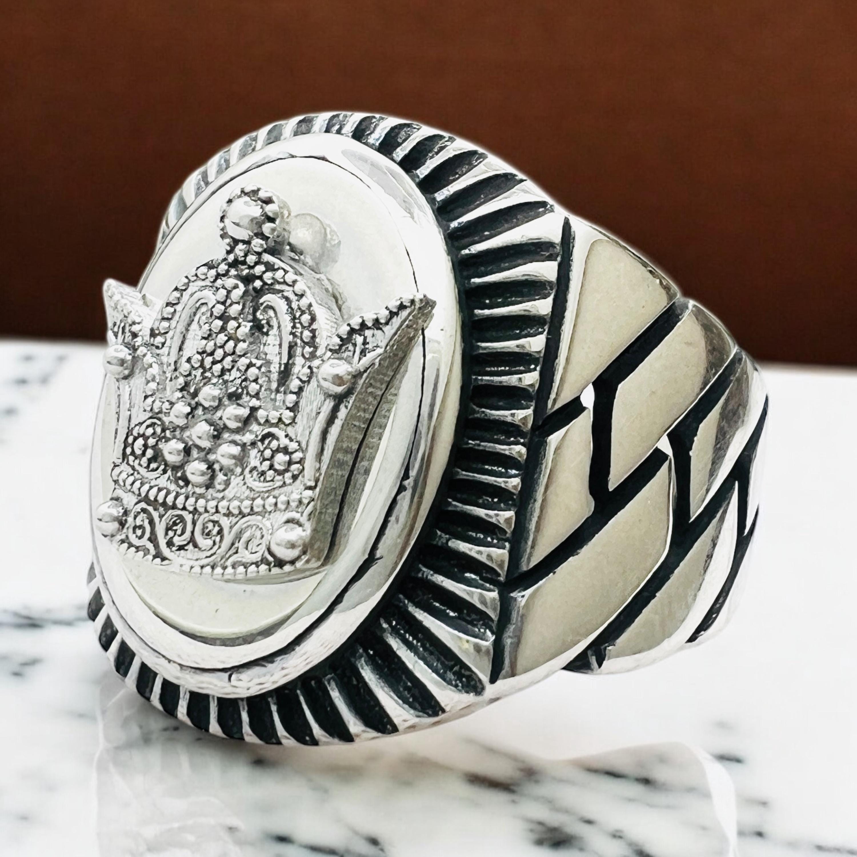 Persian Imperial Signet Ring – 925 Silver Unisex Band, Turkish Craftsmanship, Regal Inspired Jewelry