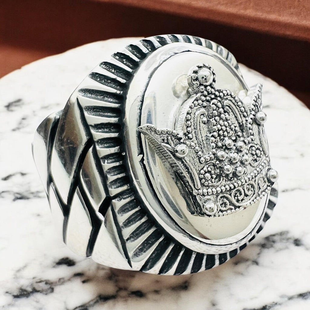 Persian Imperial Signet Ring – 925 Silver Unisex Band, Turkish Craftsmanship, Regal Inspired Jewelry