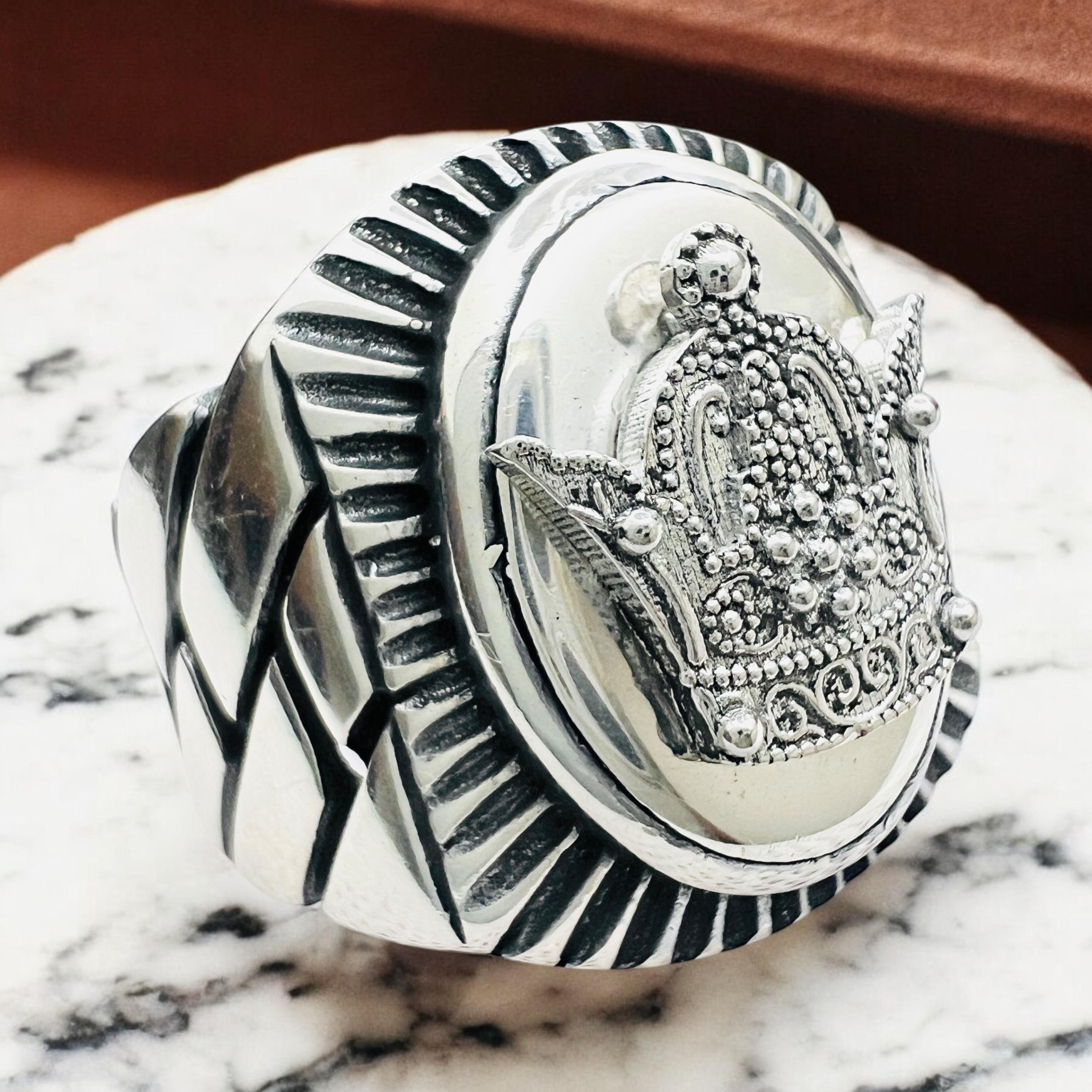 Persian Imperial Signet Ring – 925 Silver Unisex Band, Turkish Craftsmanship, Regal Inspired Jewelry
