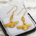 Persian Farvahar Earrings – 22K Gold Plated 925 Sterling Silver Zoroastrian Mythology Jewelry