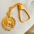 Persian Lion & Sun Keyring – Gold Plated 925 Sterling Silver, Pahlavi Shah Inspired Gift,Made in Turkey