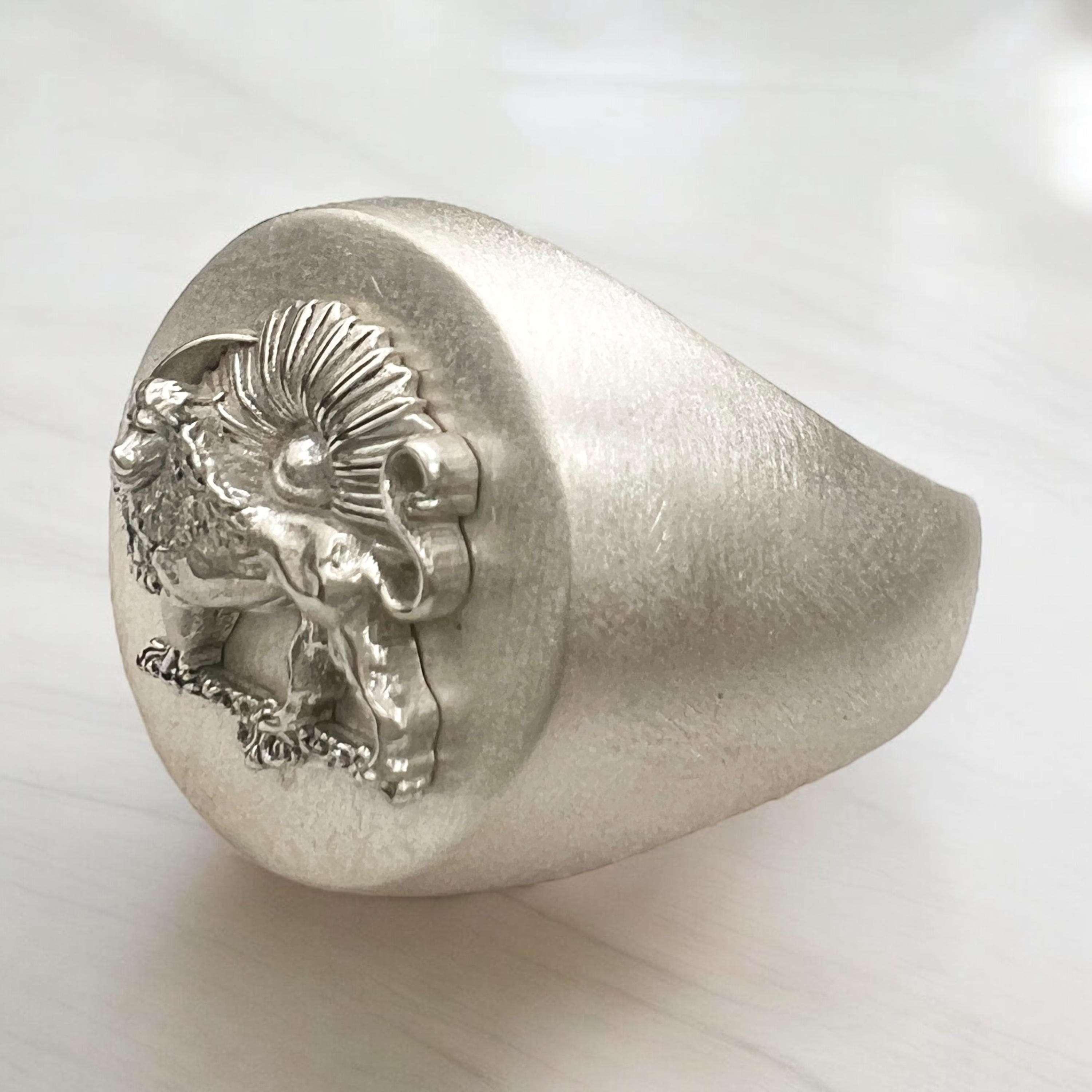 Pahlavi Lion & Sun 925 Silver Ring - Persian Coat of Arms