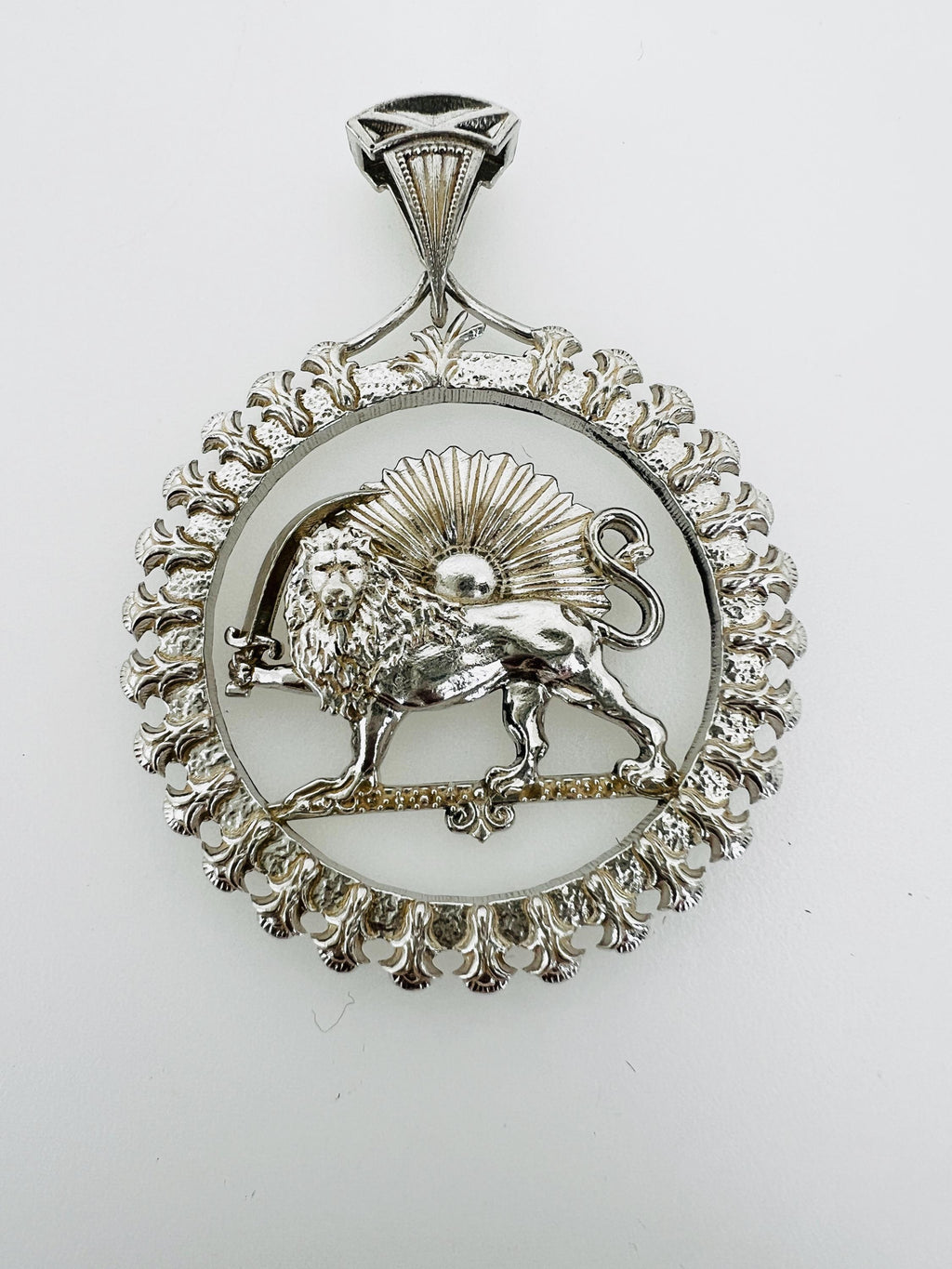Persian Lion & Sun Pendant – 925 Sterling Silver Necklace, Imperial Mythology Symbol, Handmade in Turkey