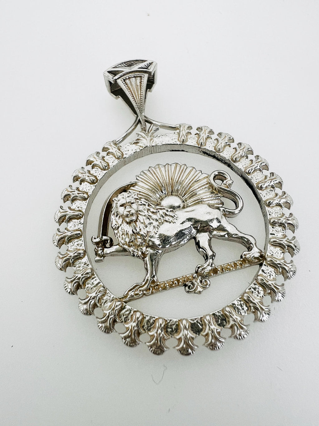 Persian Lion & Sun Pendant – 925 Sterling Silver Necklace, Imperial Mythology Symbol, Handmade in Turkey