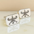 Sterling Silver Falcon Eagle Cufflinks: Persian Empire Achaemenid Jewelry
