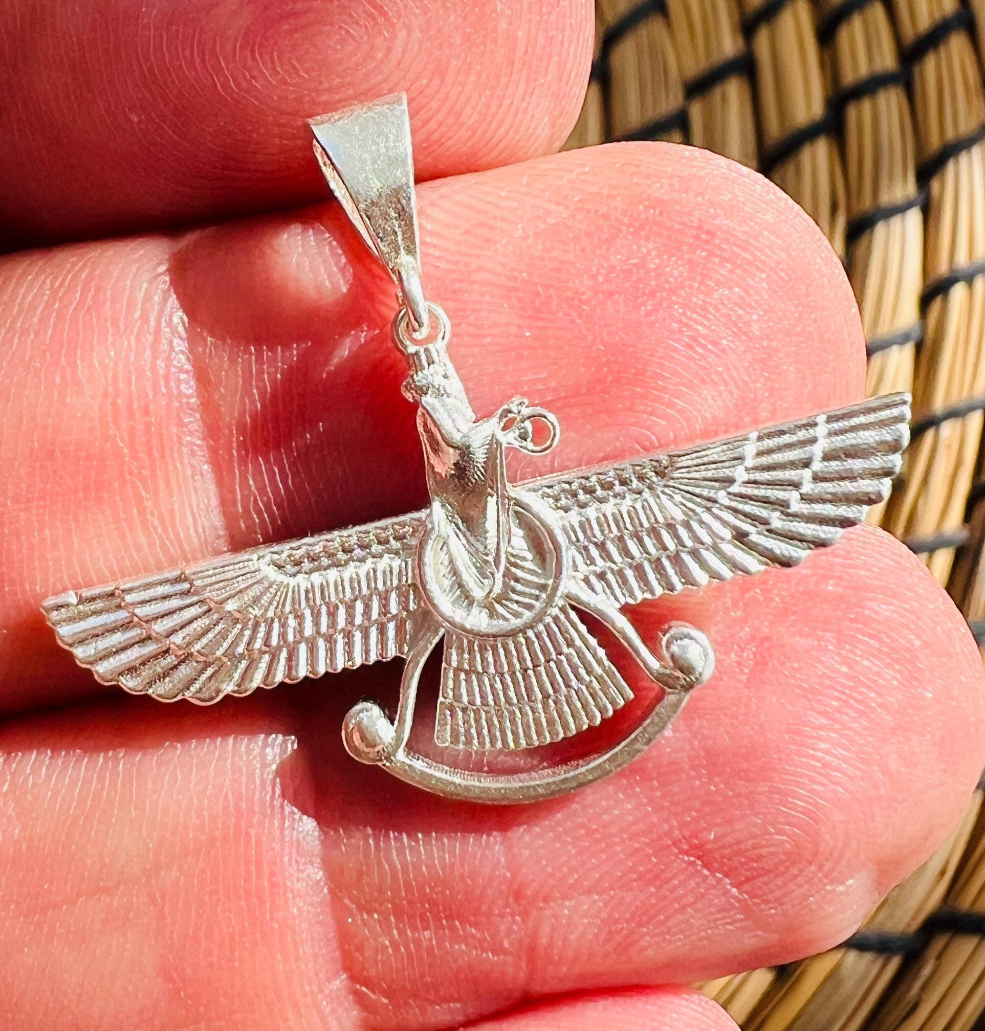 Farvahar Pendant 925 Sterling Silver Necklace – Ancient Persian Zoroastrian Amulet,Spiritual Symbol Jewelry