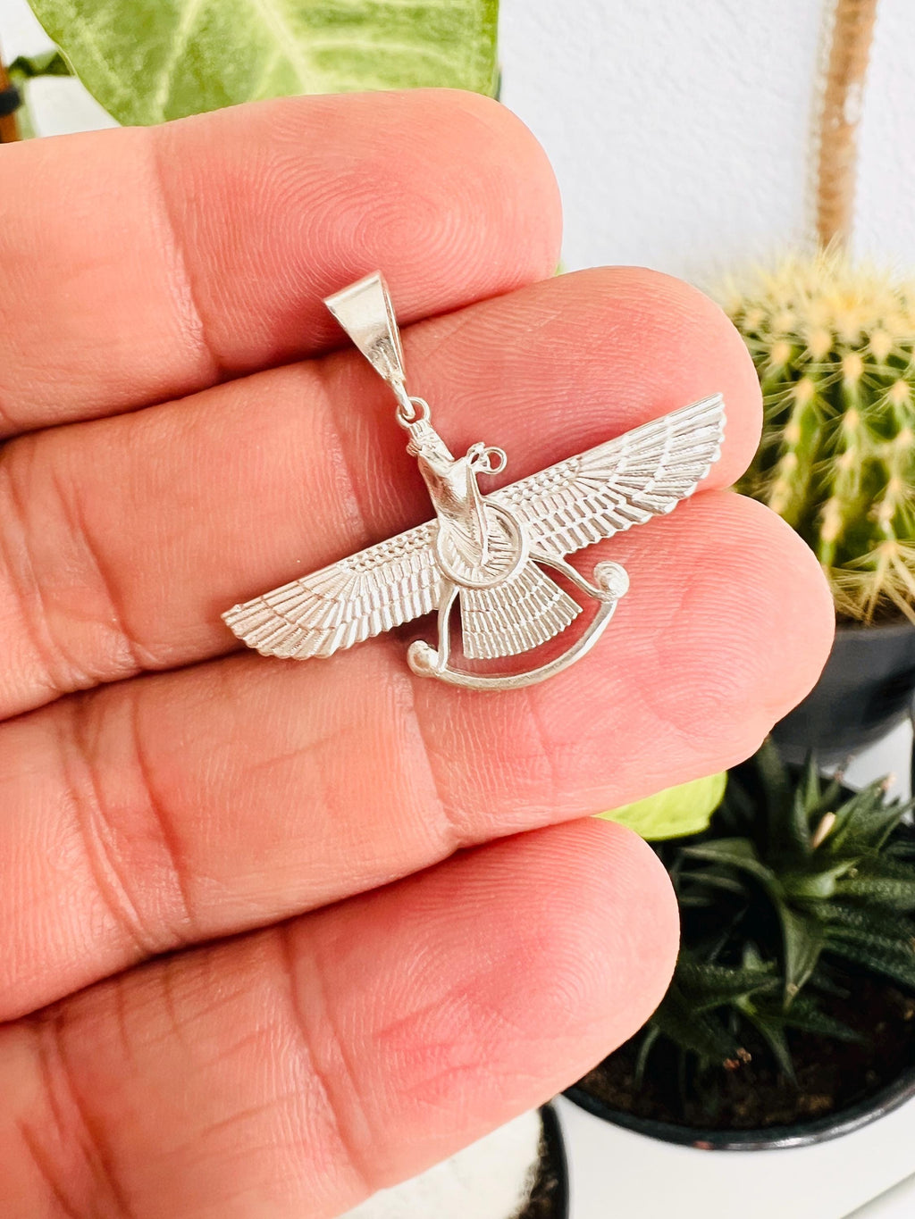 Farvahar Pendant 925 Sterling Silver Necklace – Ancient Persian Zoroastrian Amulet,Spiritual Symbol Jewelry