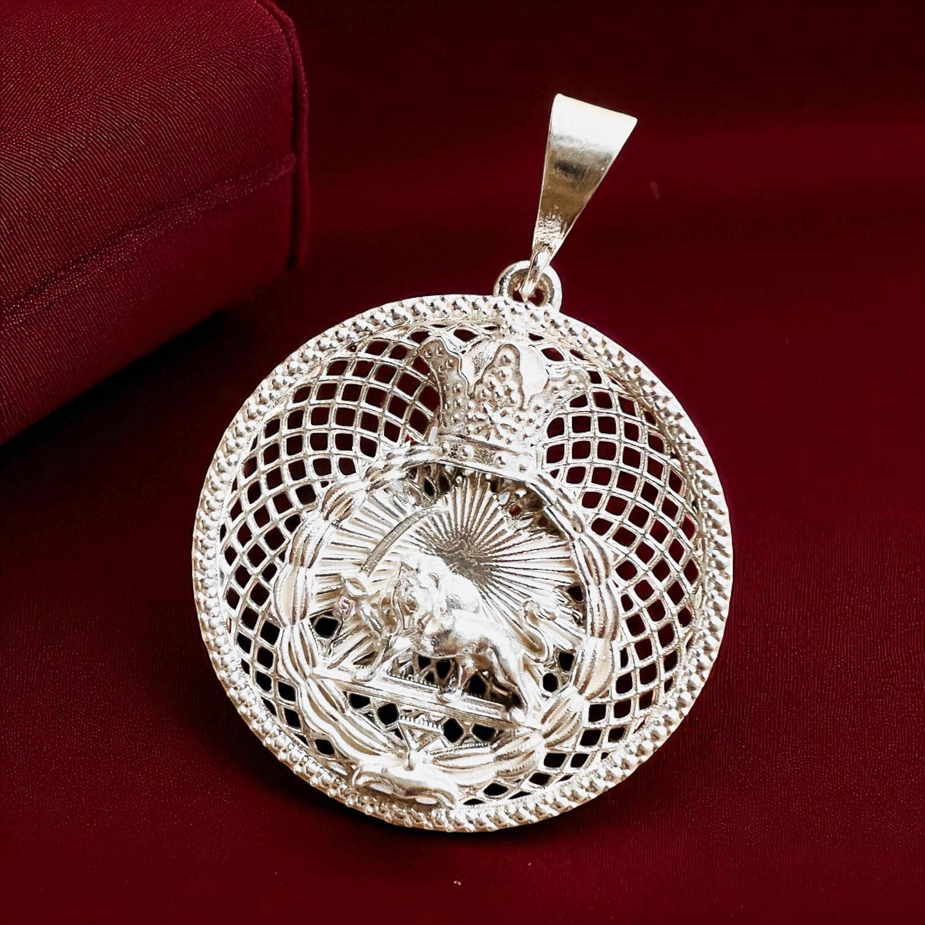 Persian Pahlavi Lion & Sun Pendant: 925 Silver Farvahar Necklace , Made in Turkey