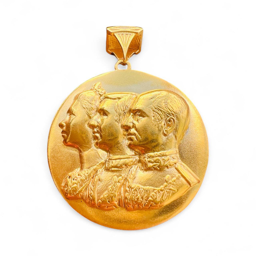 22k Gold Pahlavi Lion & Sun Pendant: 925 Sterling Silver Persian Necklace