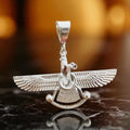 Farvahar Pendant 925 Sterling Silver Necklace – Ancient Persian Zoroastrian Amulet,Spiritual Symbol Jewelry