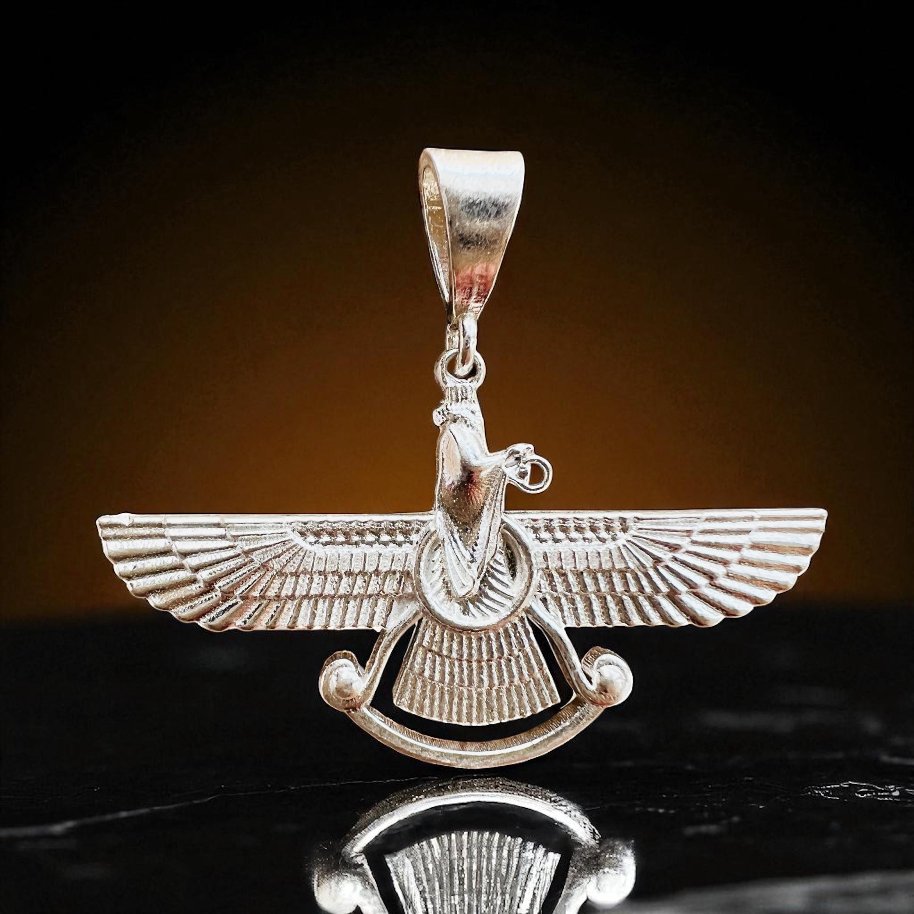 Farvahar Pendant 925 Sterling Silver Necklace – Ancient Persian Zoroastrian Amulet,Spiritual Symbol Jewelry