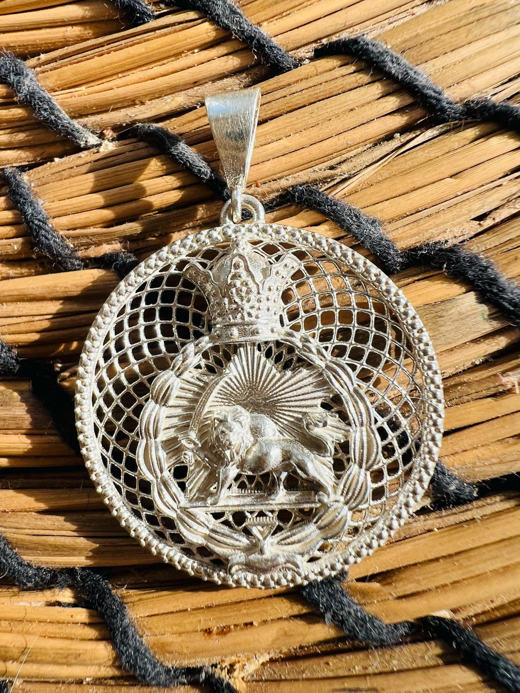 Persian Pahlavi Lion & Sun Pendant: 925 Silver Farvahar Necklace , Made in Turkey