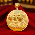 22k Gold Pahlavi Lion & Sun Pendant: 925 Sterling Silver Persian Necklace