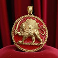 Gold Plated 4 Color Pahlavi Lion & Sun Persian Pendant: 925 Silver Persian Mythology Necklace
